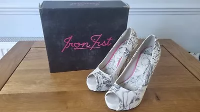£5 • Buy Iron Fist  Tattoo  Nude, Peep-toe 5.5  Platform Heels - UK 6 - Goth/Punk/Vintage