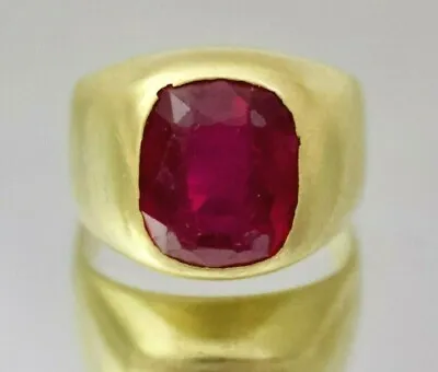  Antique 18k Solid Yellow Gold Synthetic Ruby Ring Size 7 1/4 • $1090