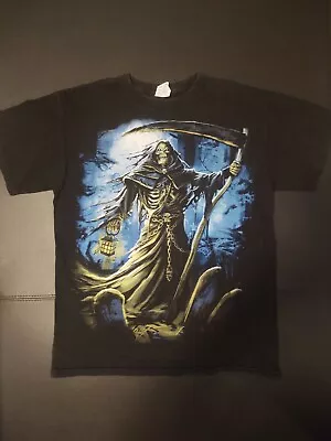 VINTAGE ALSTYLE Mens Black T Shirt GRIM REAPER Size M • $14.99