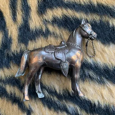 Vintage Cast Metal Horse Statue Copper Tone Color Equestrian 5” • $15