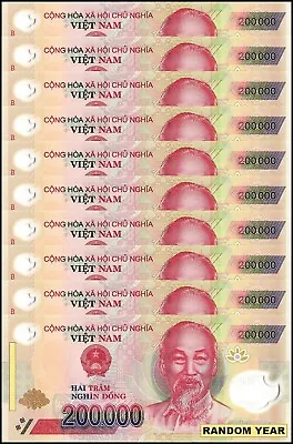 Vietnamese Currency 200000 Vietnam Dong Random Year Polymer X 10 PCS • $197.45