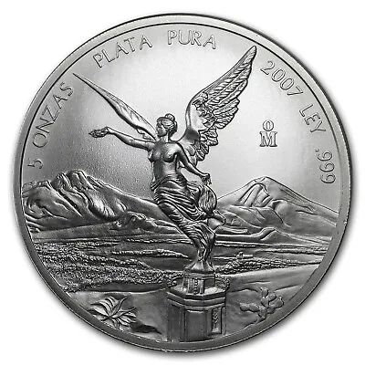 Mexico 5 Oz Silver Libertad BU (Random Year Abrasions) • $261.44