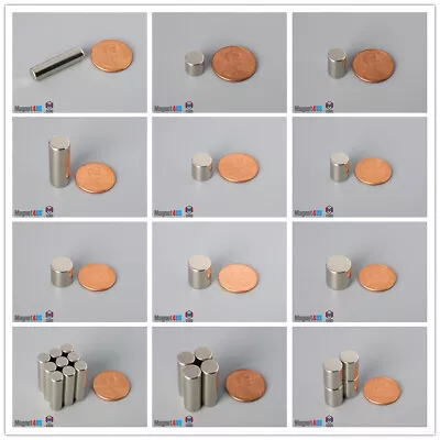 Multiple Size 1/4 Dia To 1/2 Dia Strong N52 Rare Earth Neodymium Cylinder Magnet • $28.99