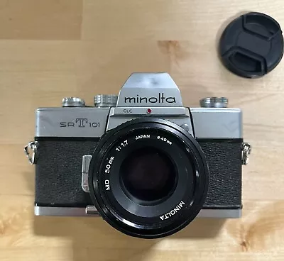 Minolta SRT 101 35mm SLR Film Camera W/ Minolta 50mm F:1.7 MD Lens SHUTTER WORKS • $25.99