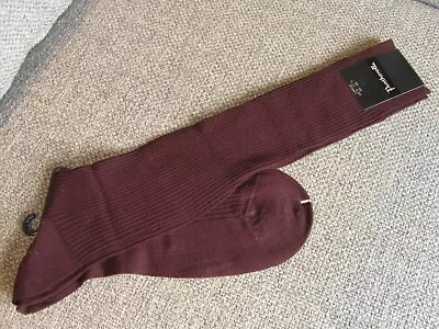 Pantherella Laburnum Burgundy Merino Wool Socks Over The Calf Knee Large 9-11.5 • £15