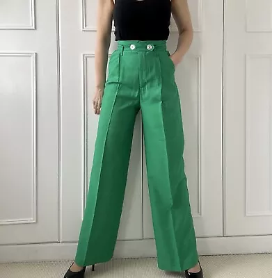 New W Tags Zara High Waisted Green Wide Leg Trousers Size Xs 6-8+ • $27.35