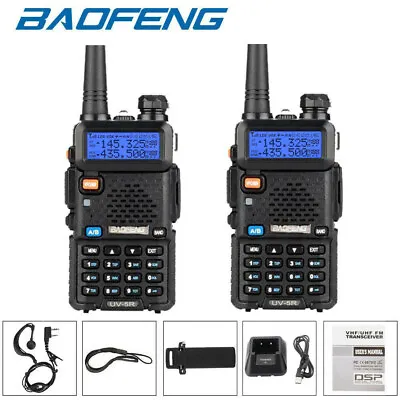 £41.95 • Buy 2X BAOFENG UV-5R VHF/UHF Dual Band Two Way Radios Walkie Talkie Transceiver