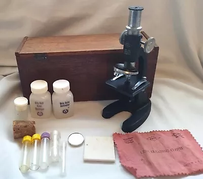 ATCO MICROSCOPE - Wooden Mahogany CASE - Parts Or Repair ~ Kids' Microscope • $18.99