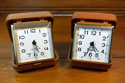 VTG Lot Of 2 WESTCLOX Collectible Travel Alarm Clocks Clamshell 70s-80s Tested • $14.99