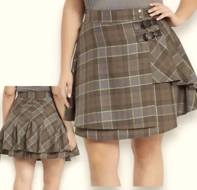 Torrid Outlander Fraser Tartan Green Plaid Pleated Kilt Skirt Size 12 NWT • $91.95