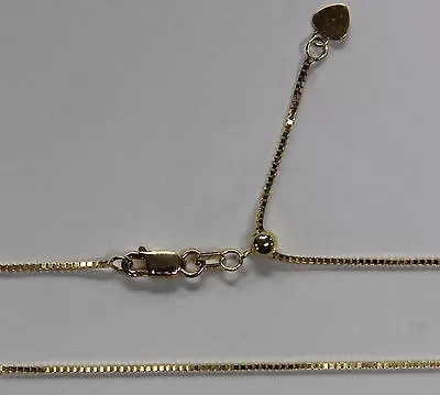 14kt 14K Yellow Solid Gold 1mm Box Necklace Chain Lobster Adjustable Up To 22  • $355