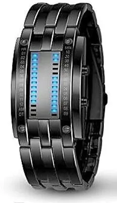 Pappi-Haunt Unique Designer Stylish Metallic Black Led Bracelet Digital Watch • £29.99