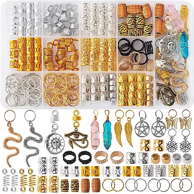 200Pcs Hair Beads Jewelry Dreadlocks Gem Crystal Charms Metal Coils Rings  • $14.13