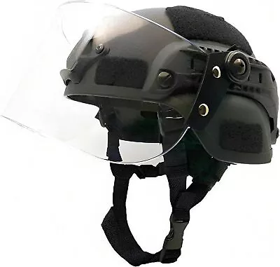 Tactical MICH 2000 Fast Helmet With Clear Riot Visor Face Shield Sliding Goggles • $55.99