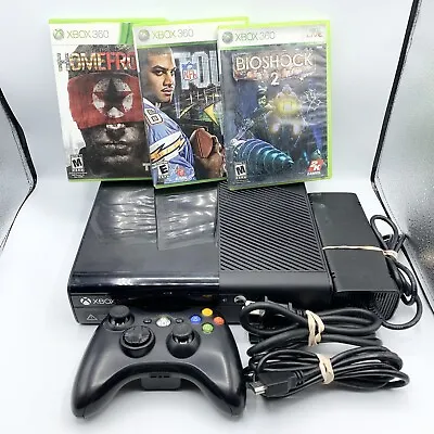 Microsoft Xbox 360 E 1538 Console 500GB Controller Cords 3 Game Bundle Tested • $149.95