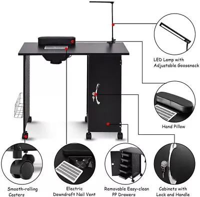 Nail Art Manicure Table 5-drawer Desk Spa Salon Spa Salon Equipment Furniture • $169.99