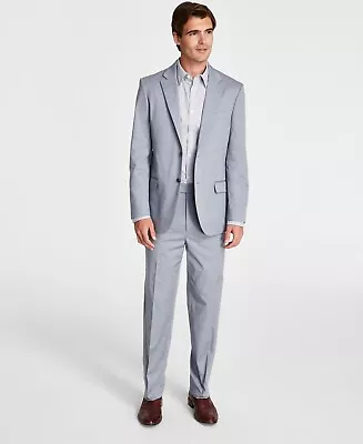Nautica Men's Modern-Fit Stretch Cotton Solid Suit Grey 36S 30 X 32 • $50