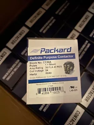 Packard C130A Contactor 1 Pole 30 Amps 24 Coil Voltage - BUY MORE & SAVE!! • $10.93