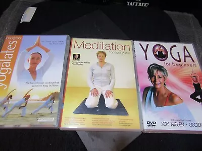 3 X DVDs Exercise & Fitness Yogalates Energizer /Meditation Harding /Yoga Nielen • £3.95