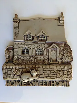 £10 • Buy Grayshott Pottery Wall Plaque Home Sweet Home Cottage With Cat