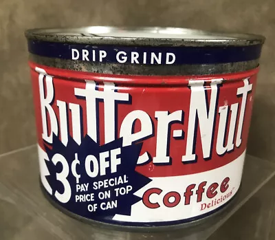 Vintage 1 Pound Butter Nut Coffee Advertising Tin With Lid • $23.99