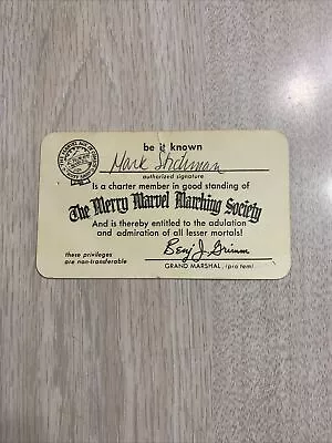 1966 Mmms Membership Card Extremely Rare Merry Marvel March Marching Society • $100