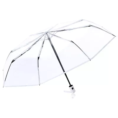 Auto 3-Fold Clear Umbrella For Women - Travel Rain/Wind Resistant-MX • $21.48