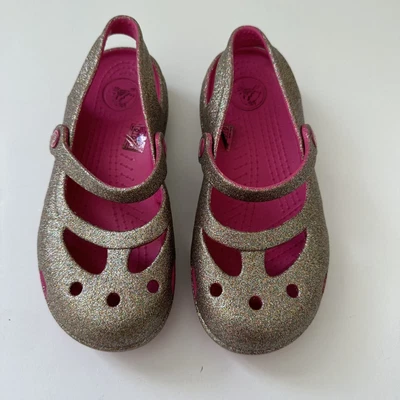 £20.38 • Buy Crocs  Shayna Hi-Glitter Mary Jane Pink Gold C13