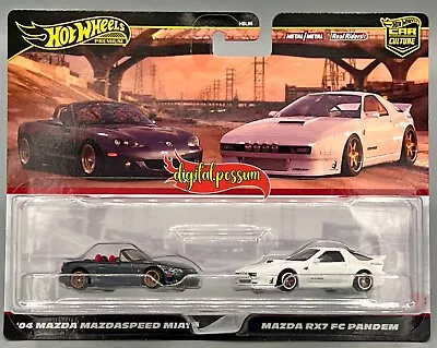 Hot Wheels 2024 - Premium 1:64 Twin Set Mazda Miata & Rx7 Pandem • $45