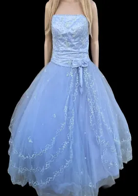 Stunning Mori Lee Blue Cinderella Quincenera Sweet 16 Formal Dress  • $70