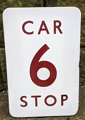 British Railways 6 Car Stop Midland Region Enamel Sign Maroon / White • £85