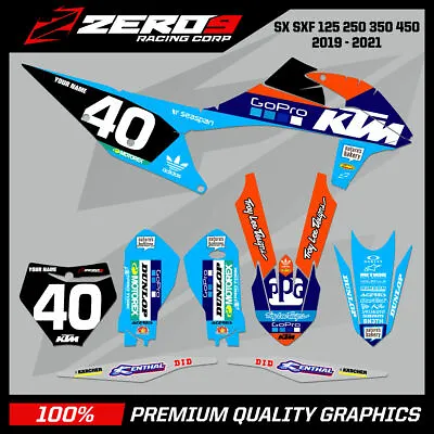 Custom MX Graphics Kit: KTM SX SXF EXC EXCF XC XCW 125-500 - PRO GO 2019 BLUE • $150.01