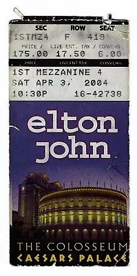 Elton John 4/3/04 Las Vegas NV Caesars Palace Coliseum Rare Ticket Stub! • $9.99
