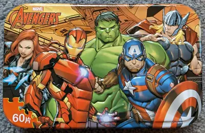 Marvel Avengers Tin Box Puzzle 60 Piece Used Iron Man Thor Hulk Captain America • $7.75