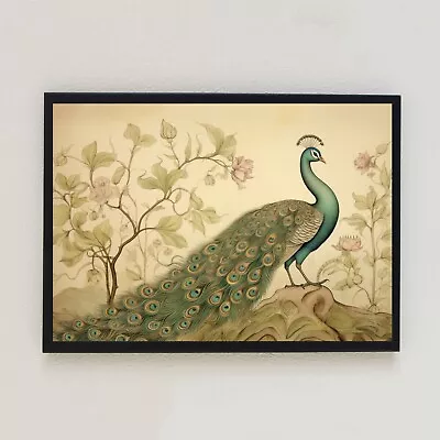 Peacock Vintage Bird Illustration Antique Retro Home Decor 7x5 Wall Art Print • $6.21