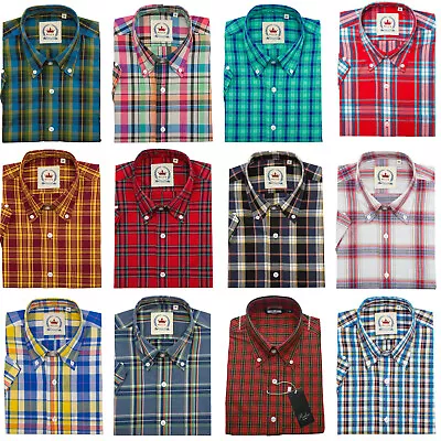 Relco Check Shirt Short Sleeve With Button Down Collar Mod Tartan Retro Mens Vtg • £39.99