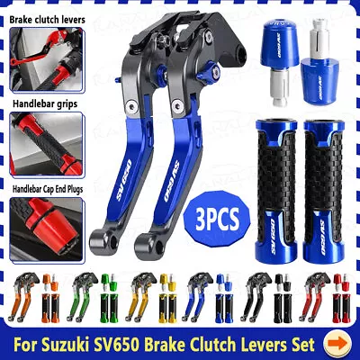 3PCS CNC Handlebar Grips Cap Brake Clutch Levers Set For Suzuki SV650 SV 650 NEW • $47.55