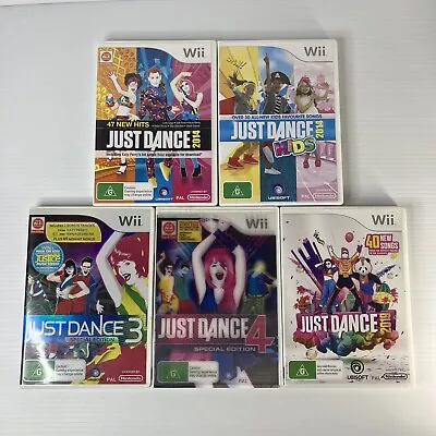 5x Nintendo Wii JUST DANCE Games Bundle 2014 Kids 2019 3 + 4 Special Editions • $75