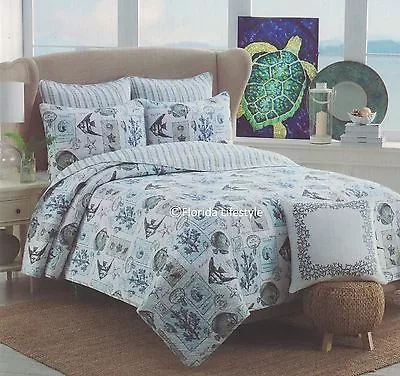 ☆ TROPICAL FISH ☆ Full/Queen Quilt Nicole Miller SeaShells Starfish Coastal • $119.99