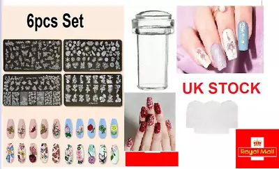 Nail Stamping Kit Gel Print Nail Art Templates Stencils Painting Tools UK . • £8.99