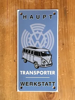 Small Porcelain Sign Volkswagen Bus Transporter Main Workshop - Haupt Werkstatt • $55