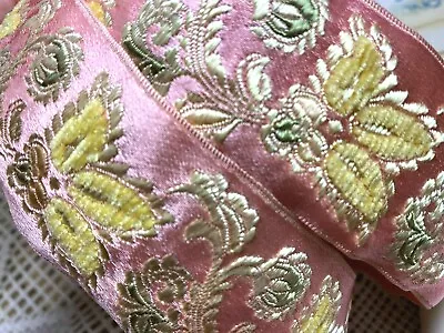 Vintage Jacquard Embroidered 1.75  Satin Chenille Ribbon Trim 1yd Made In France • $42