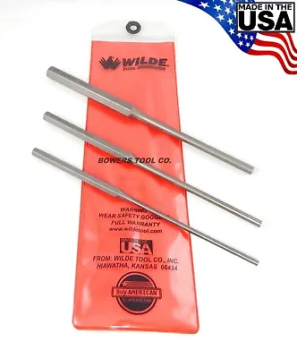 Wilde Tool 3pc Long Pin Punch Set 3/16  1/4  5/16  Cut Professional MADE IN USA • $21.69