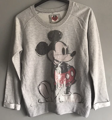 £4.99 • Buy Disney Store Mickey Mouse Sweatshirt Medium Grey Long Sleeve Jumper With Sequins