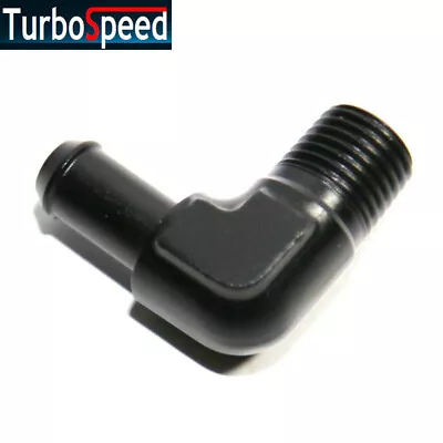 1/4 NPT Male To 3/8  Hose Barb 90Degree Fuel Oil Gas Line Fitting Adapter Black • $10.98