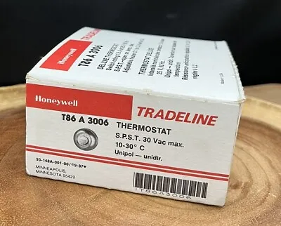 Vintage HONEYWELL/TRADELINE T86A Gold ROUND Heating Thermostat NEW IN BOX RARE • $145.39