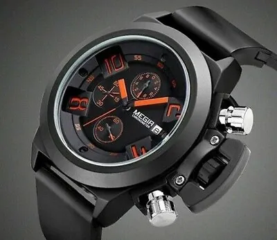 $28.99 • Buy MEGIR Men's Watch Silicone Band Big Chronograph Wristwatch Relojes De Hombre