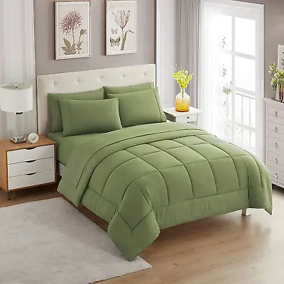 7 Piece Comforter Set Bag Solid Color All Season Soft Down • $63.99