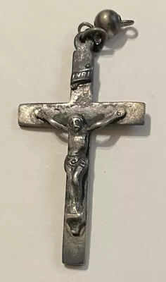 1950's Silver CREED Cross Crucifix Jesus Pendant Catholic Christian INRI Vintage • $22.95