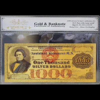 Gold 1878 $1000 One Thousand Dollars Banknote Collectible With Bag & Certificate • $15.95